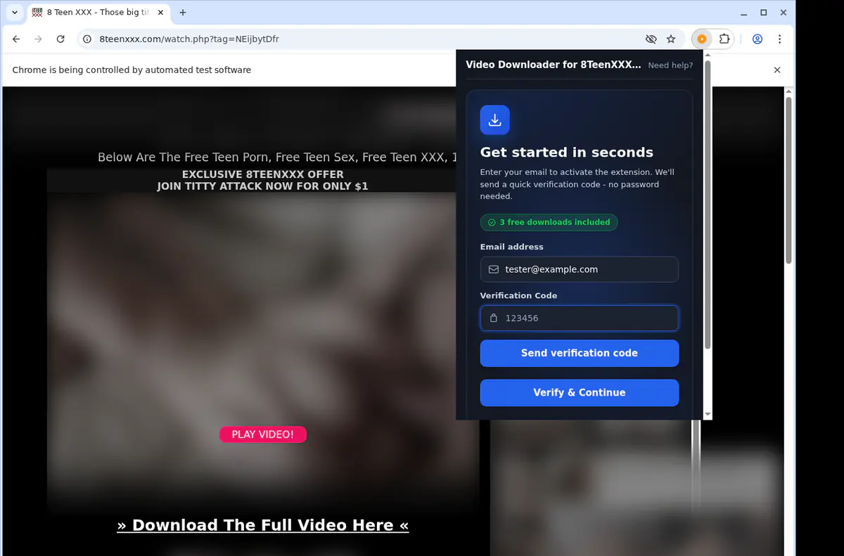 8teenxxx18 Video Downloader browser extension screenshot 5